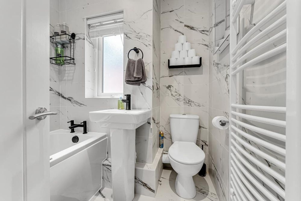 Bathroom at Chic 3-Bedroom House