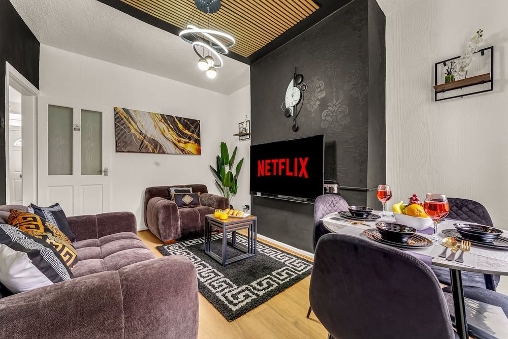 Living room at Beautiful 4-Bedroom House